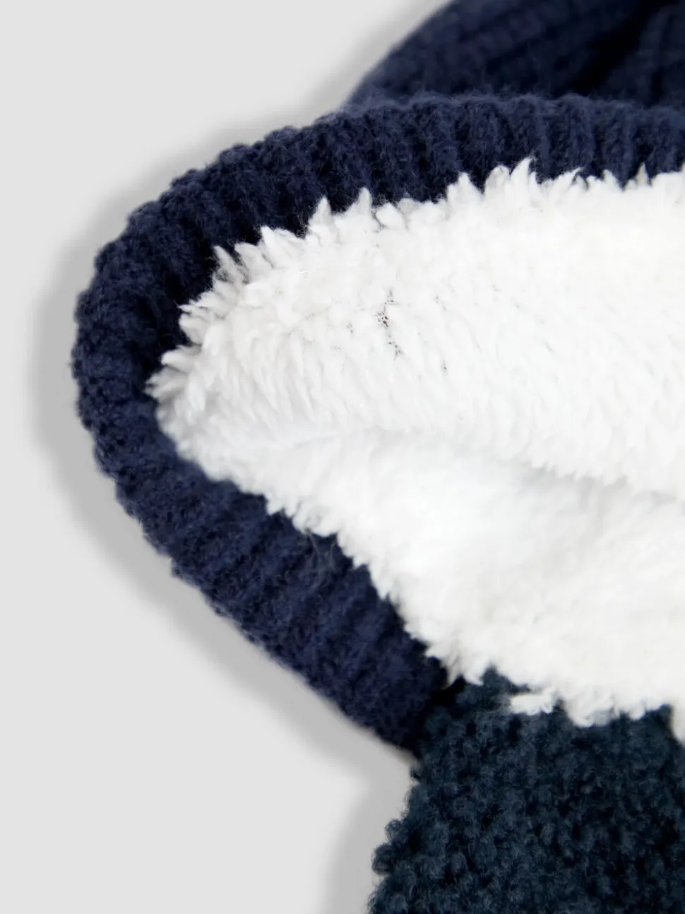 Blauw - JoJo Maman Bébé Cosy Pom Pom Rib Hat