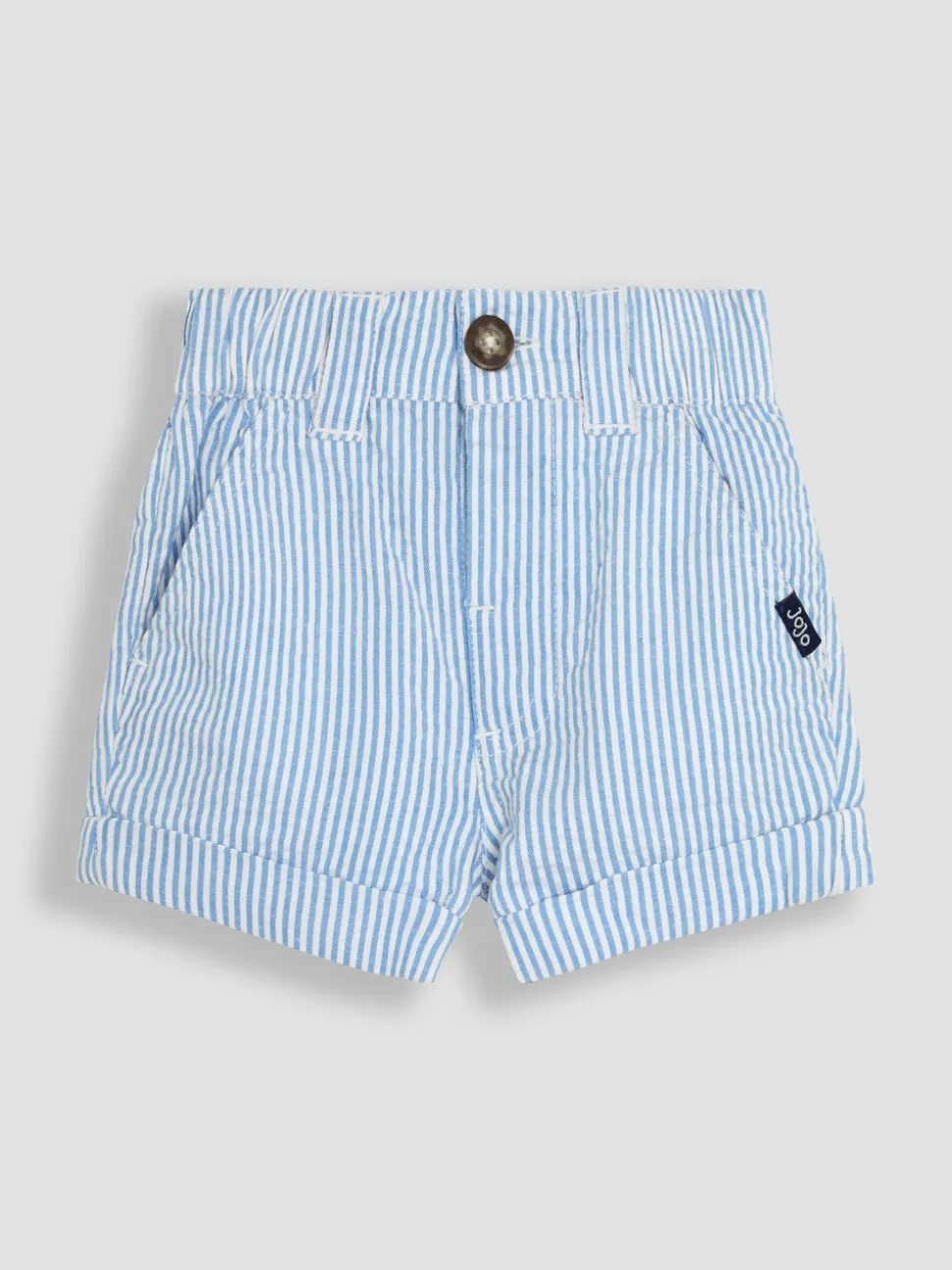 Blauw - JoJo Maman Bébé Seersucker gestreepte short van 100% katoen
