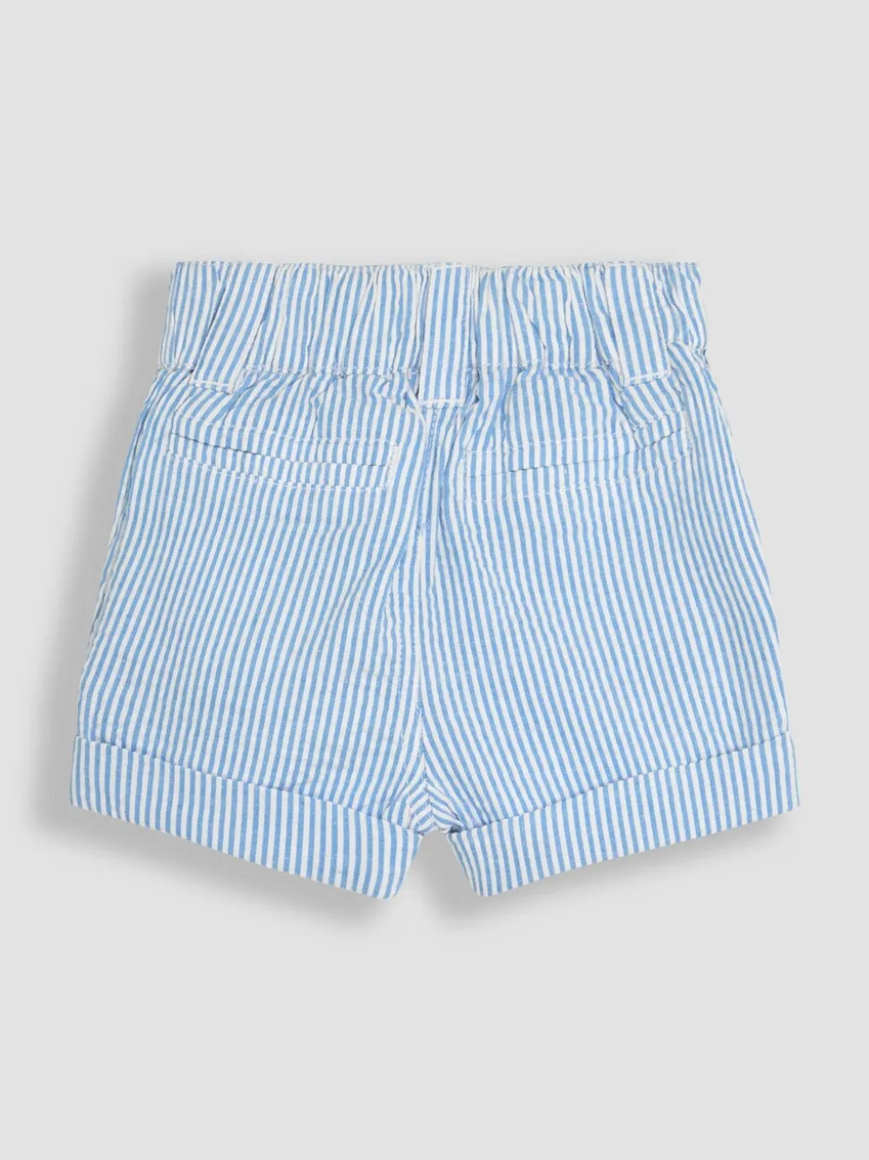 Blauw - JoJo Maman Bébé Seersucker gestreepte short van 100% katoen