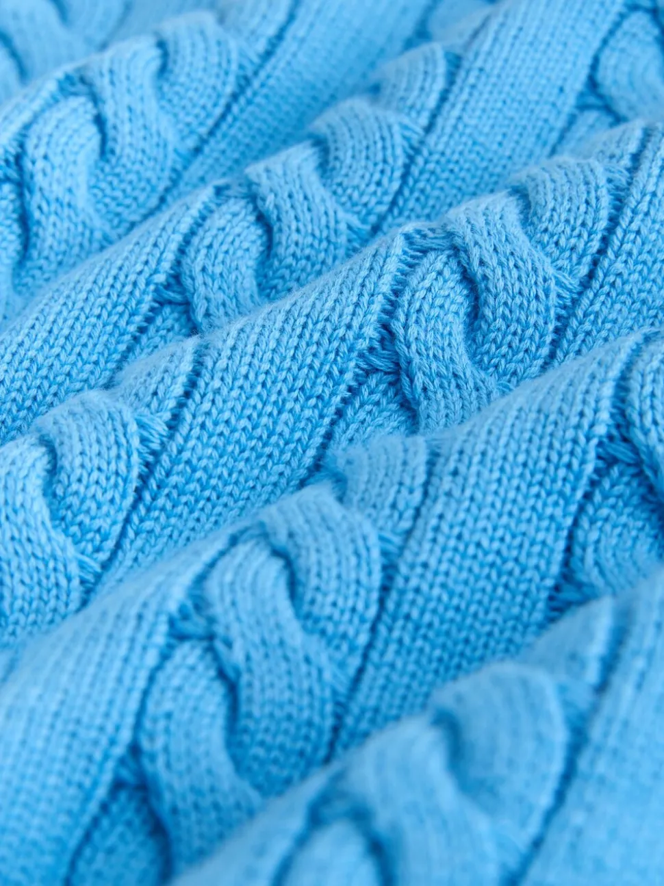 Blauw - Kabeltrui met ronde hals (3-16jr)