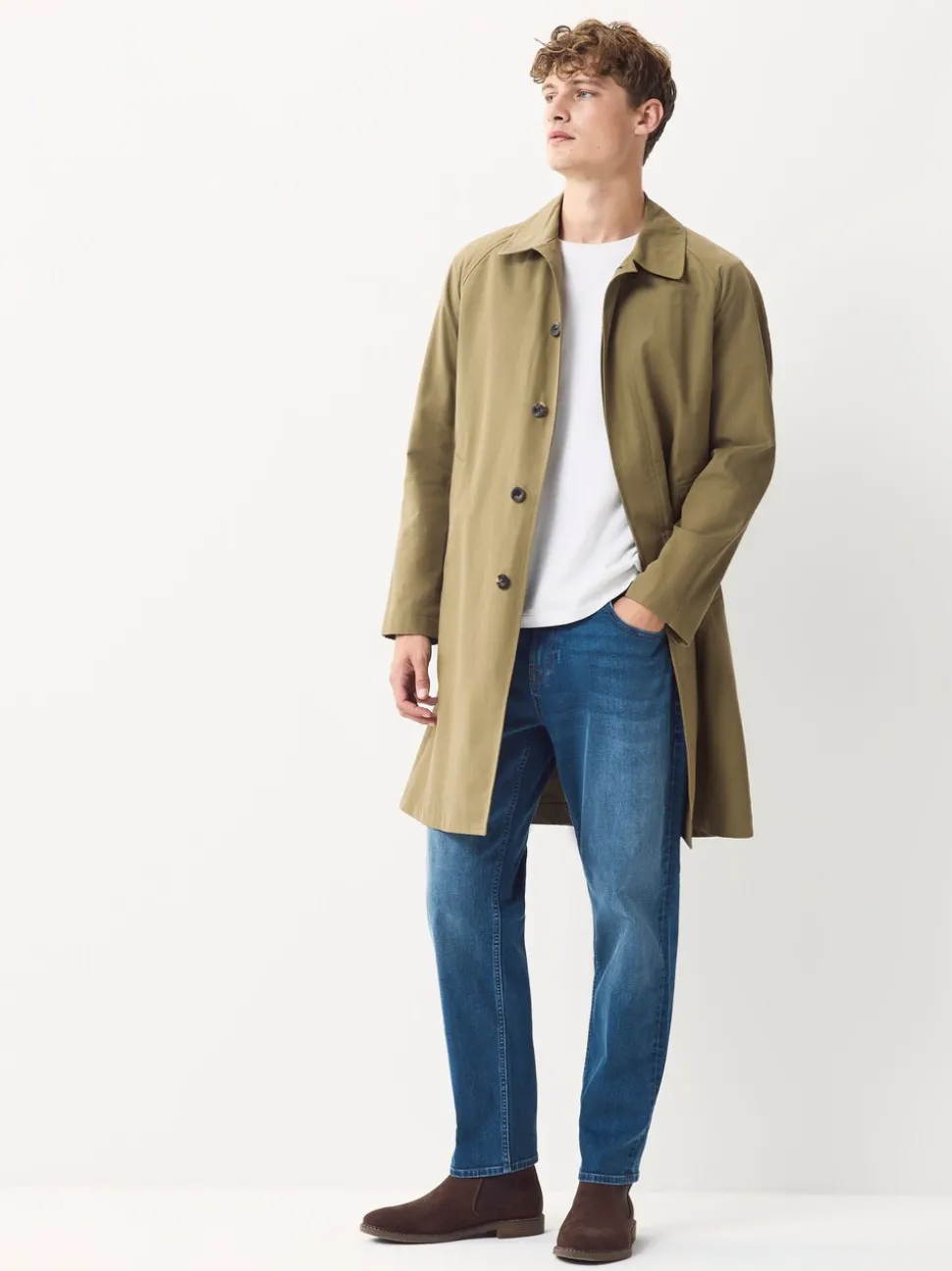 Blauw - Klassieke stretchjeans met standaard taps toelopende pasvorm
