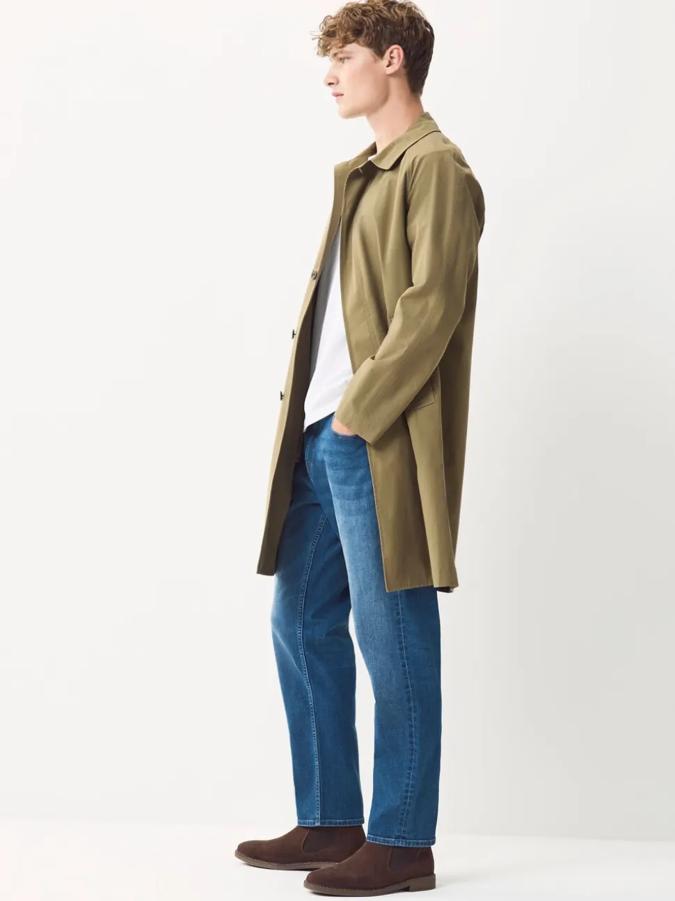 Blauw - Klassieke stretchjeans met standaard taps toelopende pasvorm