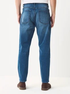 Blauw - Klassieke stretchjeans met standaard taps toelopende pasvorm