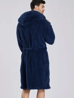Blauw - Loungeable Sherpa kamerjas met capuchon