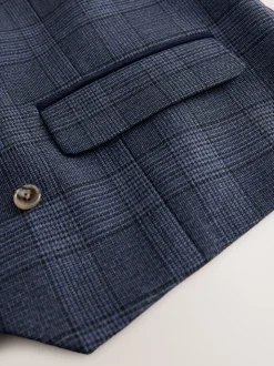 Blauw - Maatgesneden kostuum met ruit: herenvest