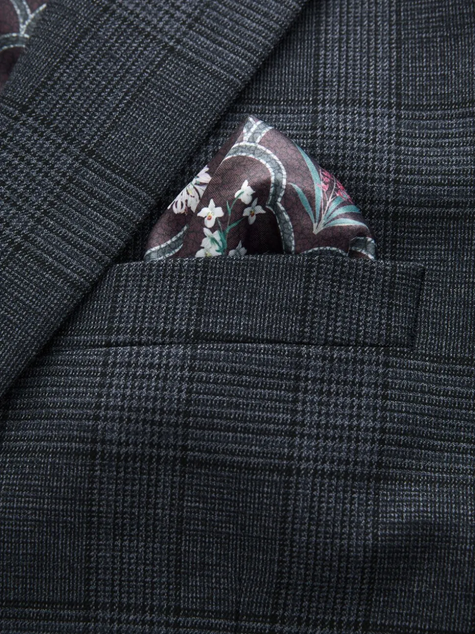 Blauw - Maatgesneden kostuum met ruit: colbert