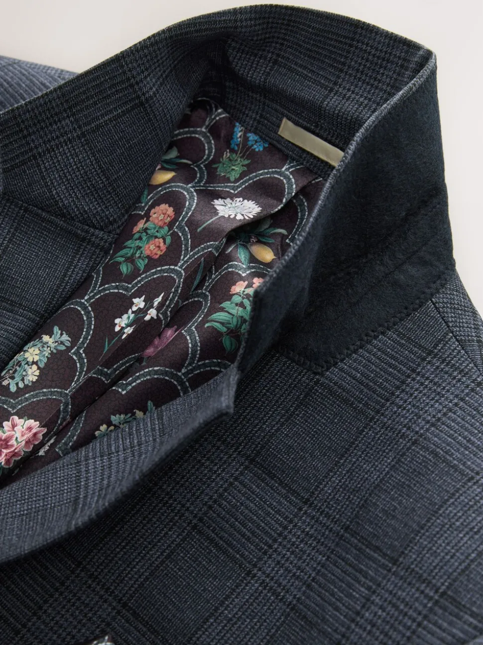 Blauw - Maatgesneden kostuum met ruit: colbert
