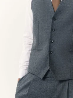 Blauw - Merino Wool Blend Suit Waistcoat