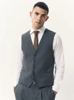 Blauw - Merino Wool Blend Suit Waistcoat