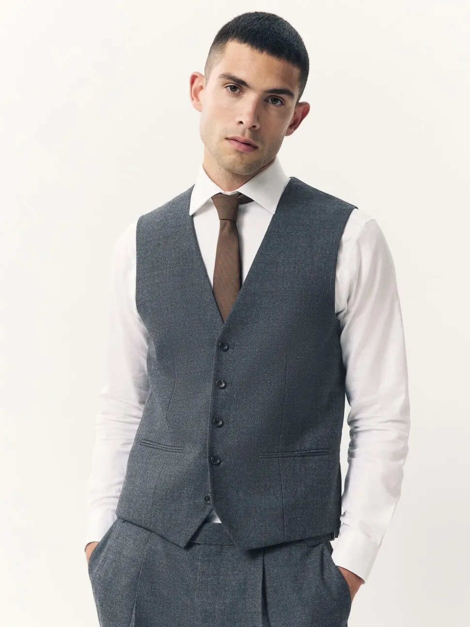 Blauw - Merino Wool Blend Suit Waistcoat