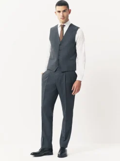 Blauw - Merino Wool Blend Suit Waistcoat
