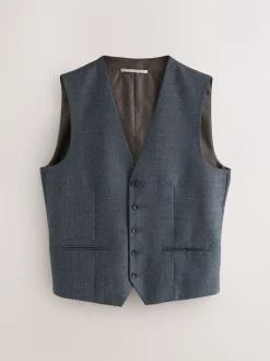 Blauw - Merino Wool Blend Suit Waistcoat