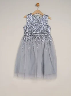 Blauw - Miss Waterfall Sequin Dress and Faux Fur Bolero Set