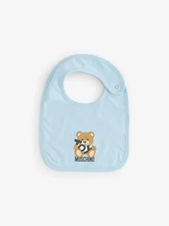 Blauw - Moschino Baby Logo Sleepsuit, Hat & Bib Giftset With Giftbox
