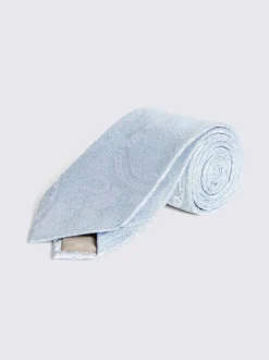 Blauw - MOSS Bruiloft Paisley Stropdas