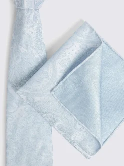 Blauw - MOSS Bruiloft Paisley Stropdas