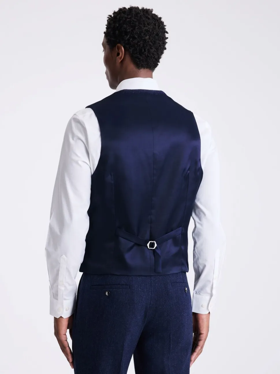 Blauw - MOSS slim-fit Donegal tweed gilet