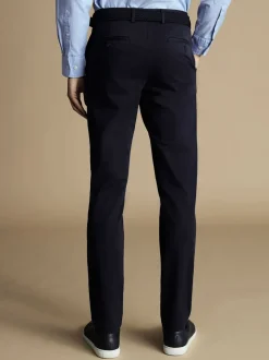 Blauw - Normale Pasvorm - Charles Tyrwhitt - Ultieme strijkvrije Franse slim-fit chino