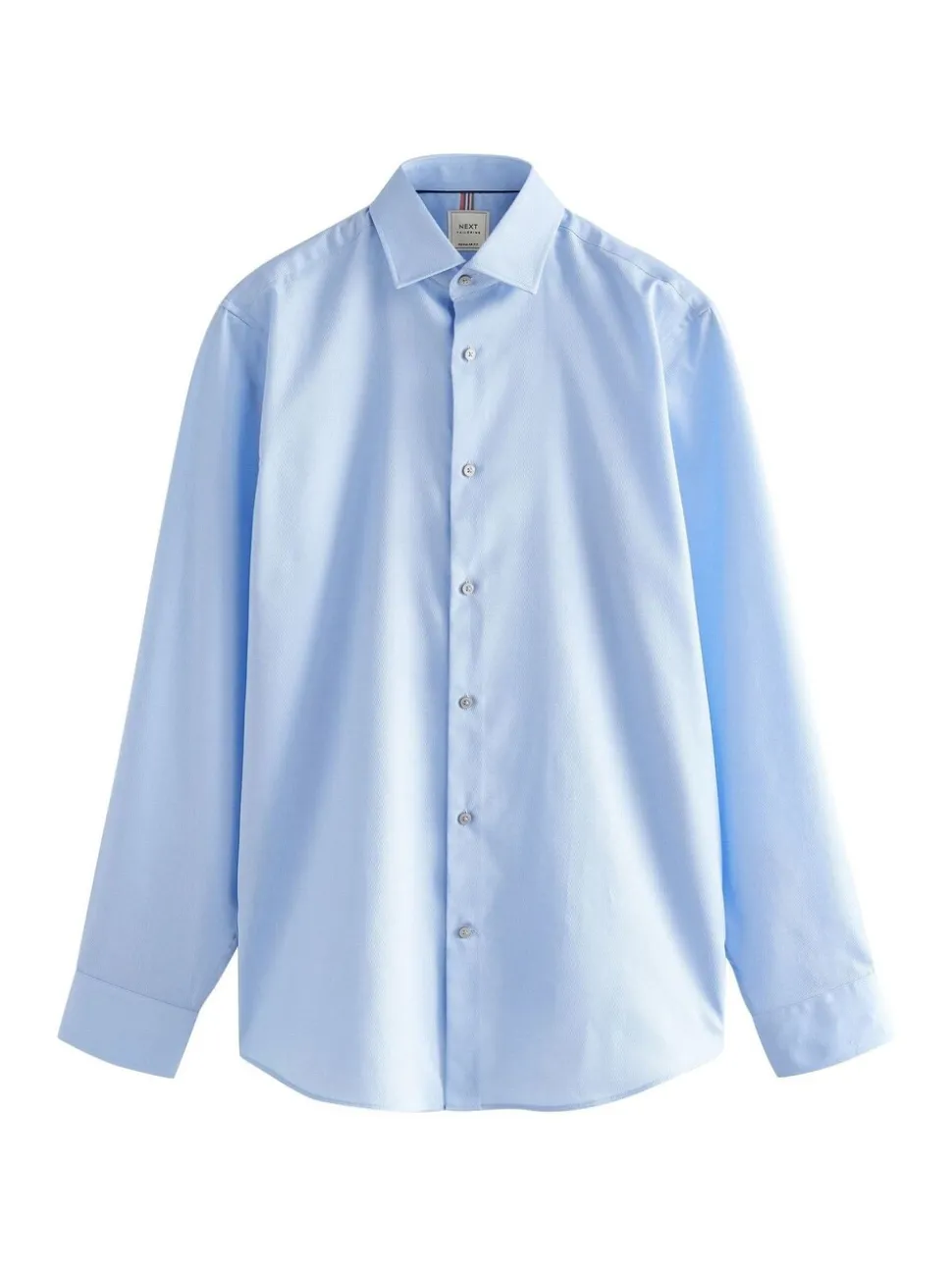 Blauw - Normale Pasvorm - Onderhoudsvriendelijk, getextureerd, slim fit overhemd met enkele manchet