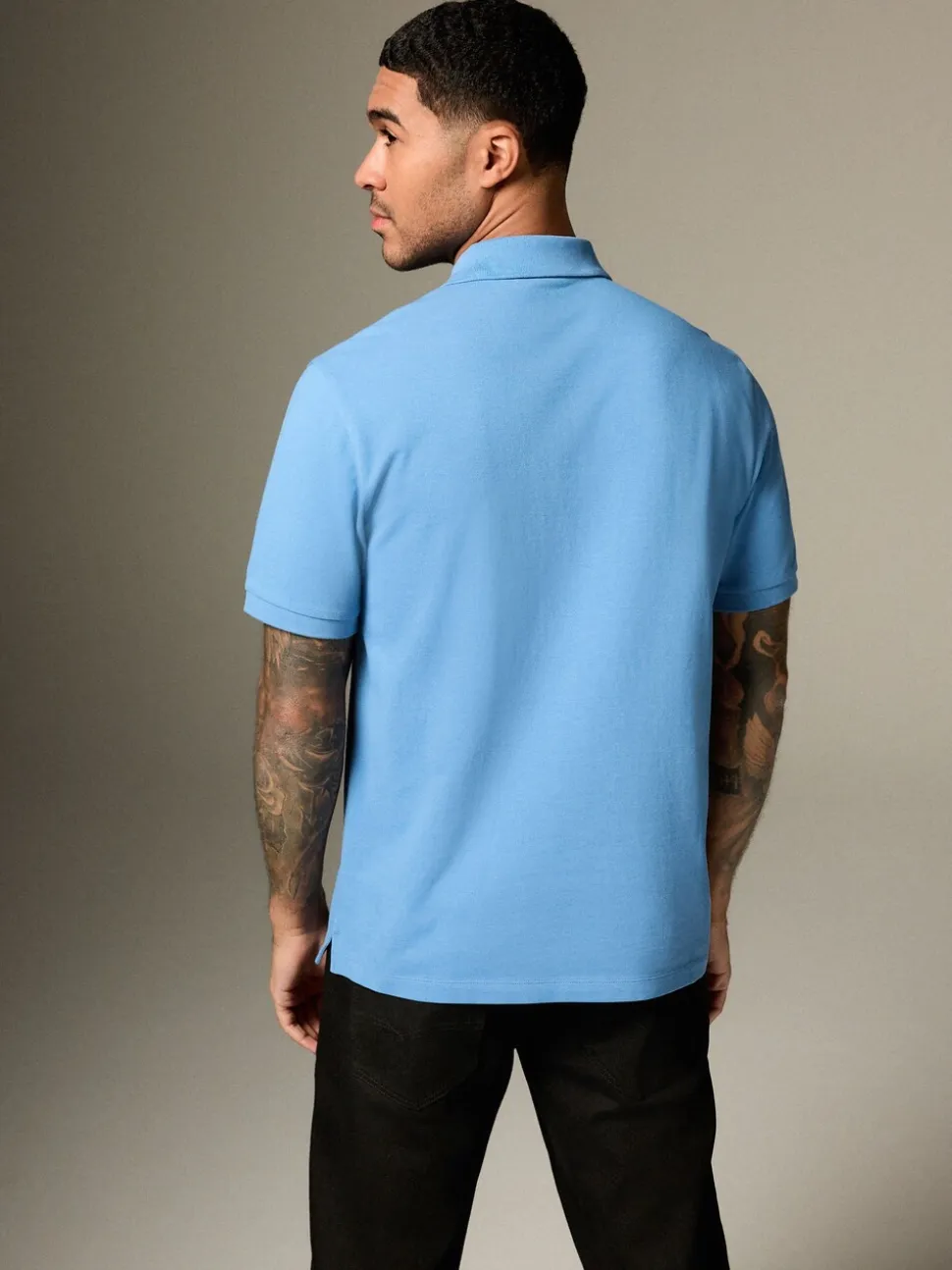 Blauw - Normale Pasvorm - Piqué poloshirt met korte mouwen