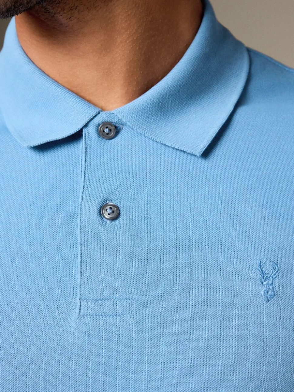 Blauw - Normale Pasvorm - Piqué poloshirt met korte mouwen