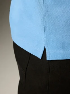 Blauw - Normale Pasvorm - Piqué poloshirt met korte mouwen