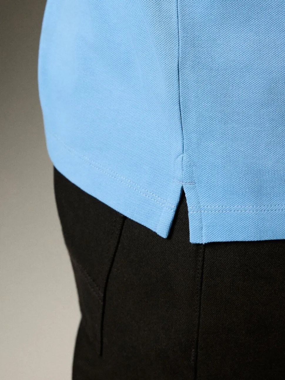 Blauw - Normale Pasvorm - Piqué poloshirt met korte mouwen