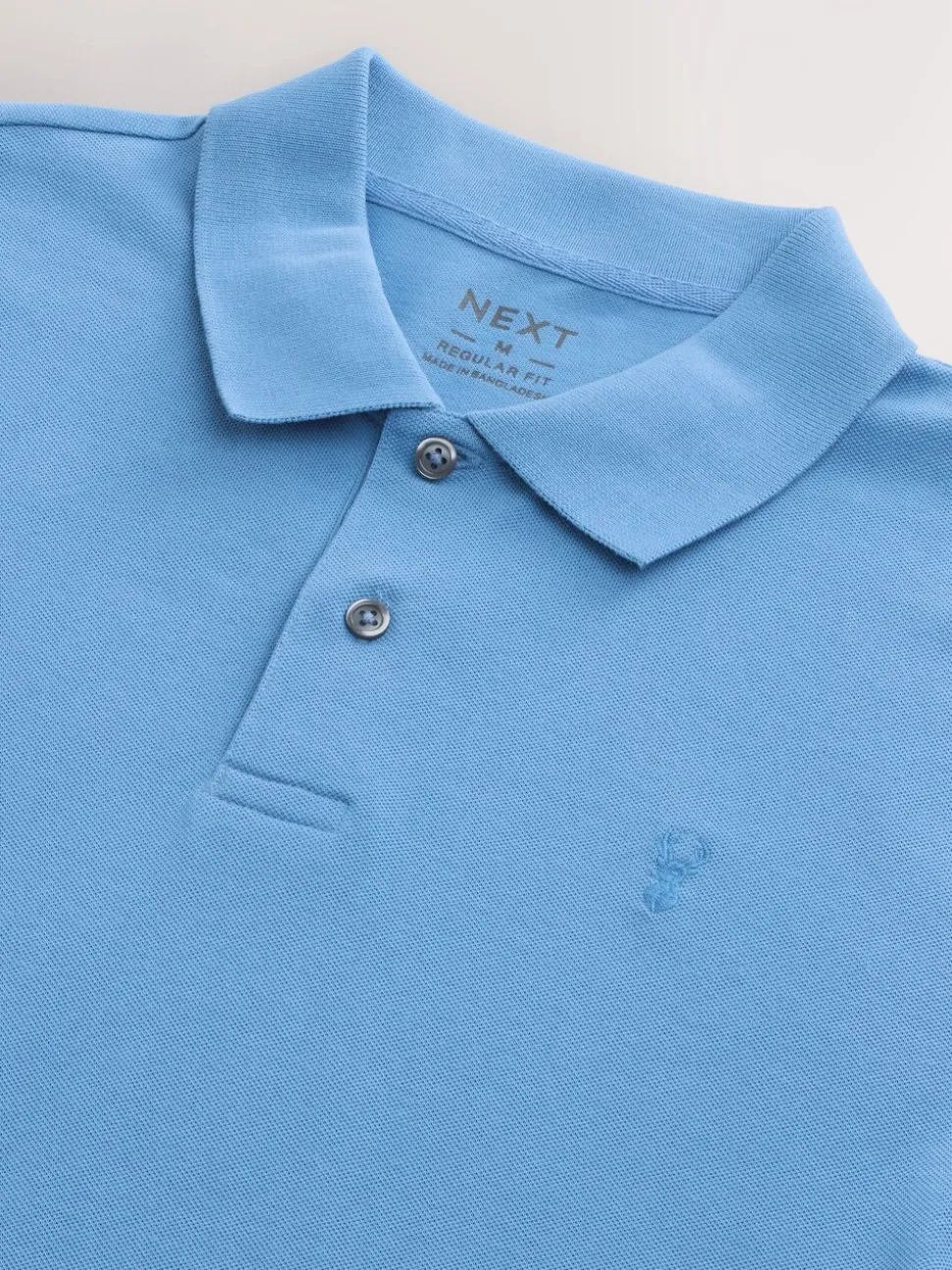 Blauw - Normale Pasvorm - Piqué poloshirt met korte mouwen