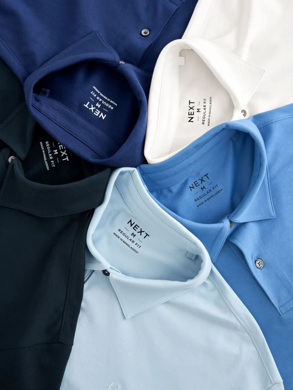Blauw - Normale Pasvorm - Set van 5 jersey poloshirts met korte mouwen