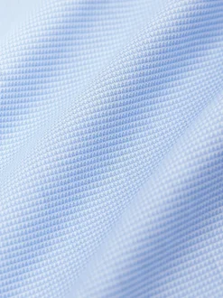 Blauw - Normale Pasvorm - Signature 100% katoenen overhemd met textuur