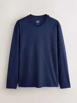 Blauw - Normale Pasvorm - T-shirt met lange mouwen en ronde hals