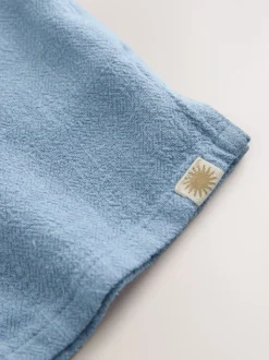 Blauw - Overhemd van linnenmix met korte mouwen en reverskraag (3mnd-7jr)