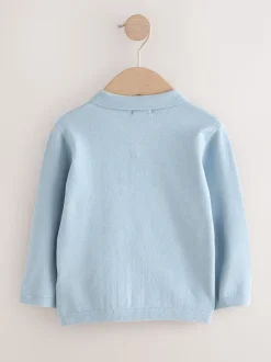 Blauw - Poloshirt met kabelbreisel (3mnd -7jr)