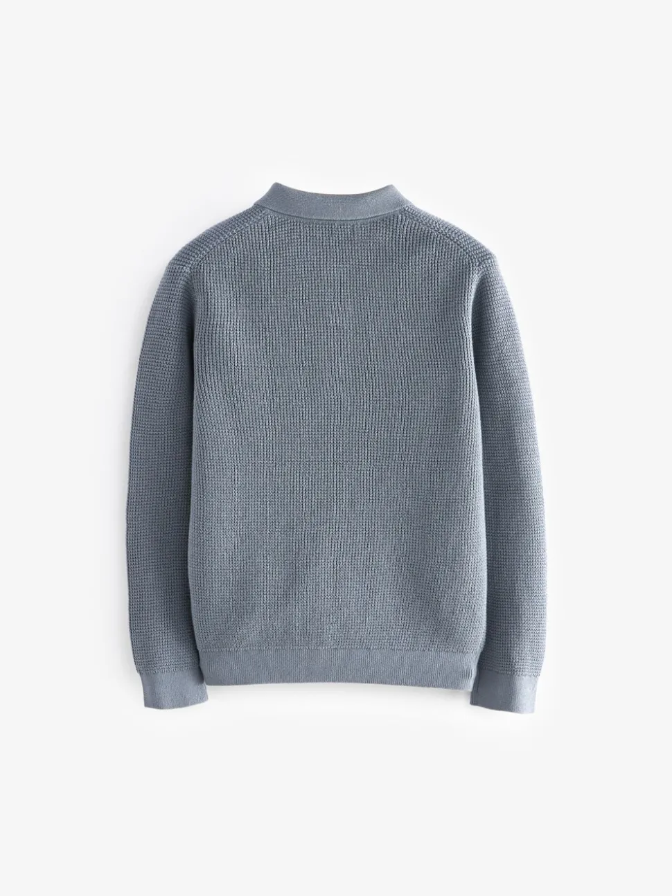 Blauw - Poloshirt met textuur en lange mouwen (3-16jr)