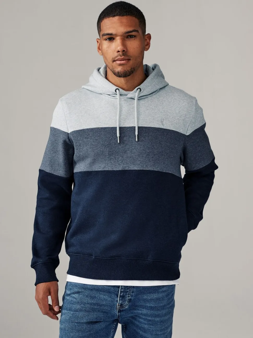 Blauw - Pullover-hoody - Sweatshirt met colourblocking