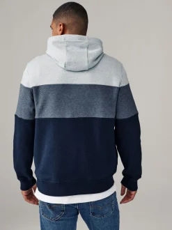 Blauw - Pullover-hoody - Sweatshirt met colourblocking
