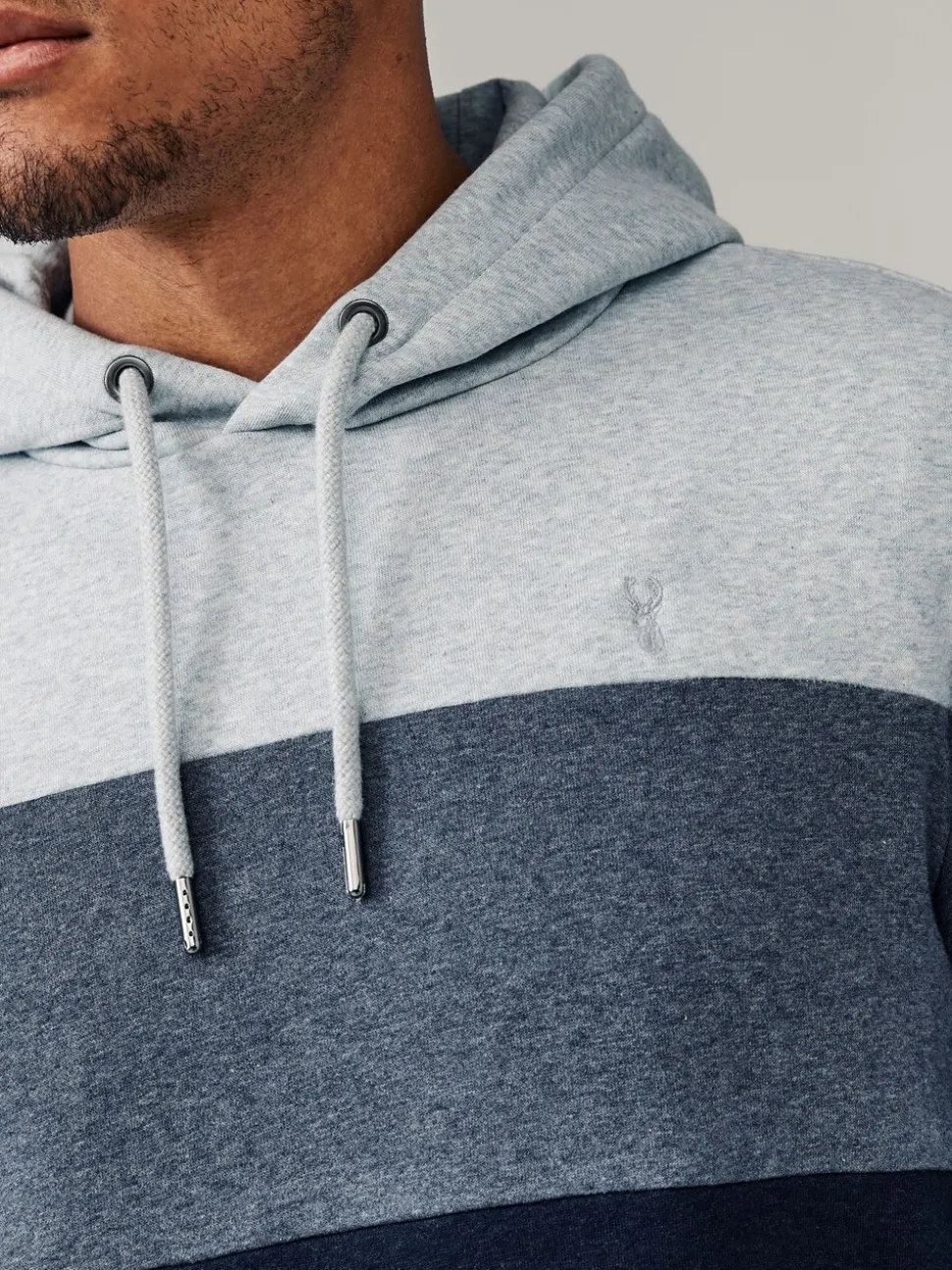 Blauw - Pullover-hoody - Sweatshirt met colourblocking