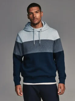 Blauw - Pullover-hoody - Sweatshirt met colourblocking