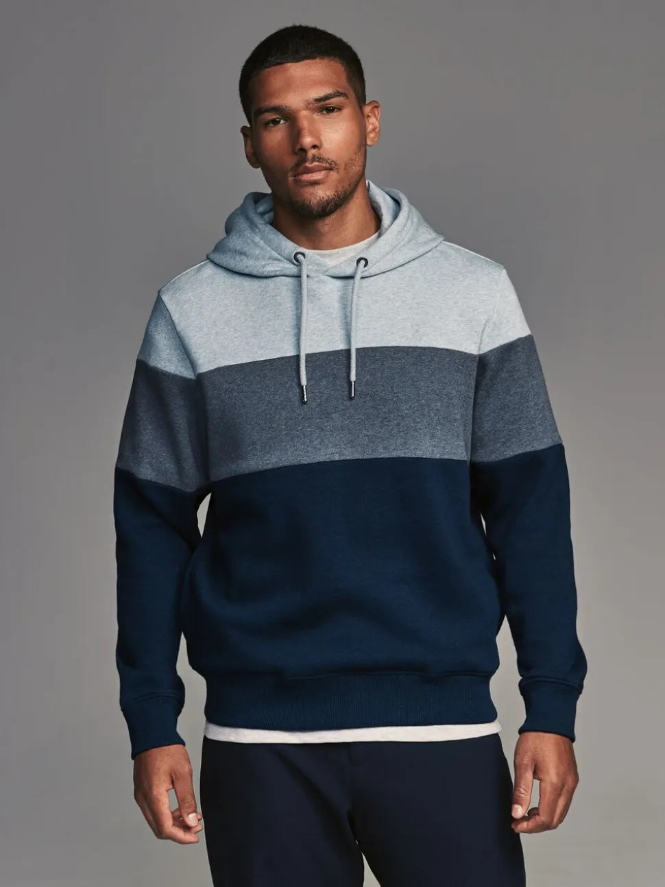 Blauw - Pullover-hoody - Sweatshirt met colourblocking