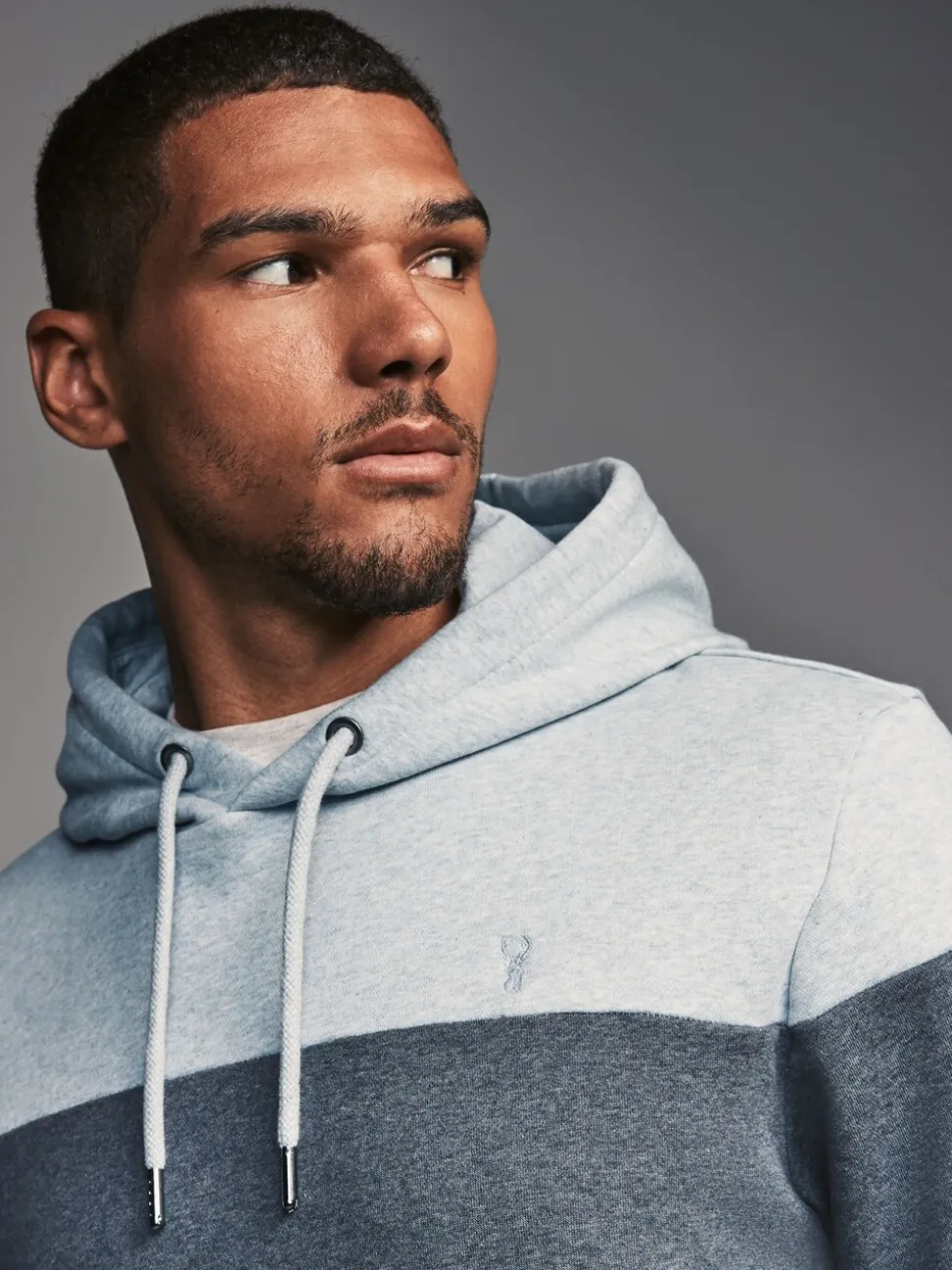 Blauw - Pullover-hoody - Sweatshirt met colourblocking