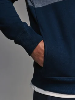 Blauw - Pullover-hoody - Sweatshirt met colourblocking