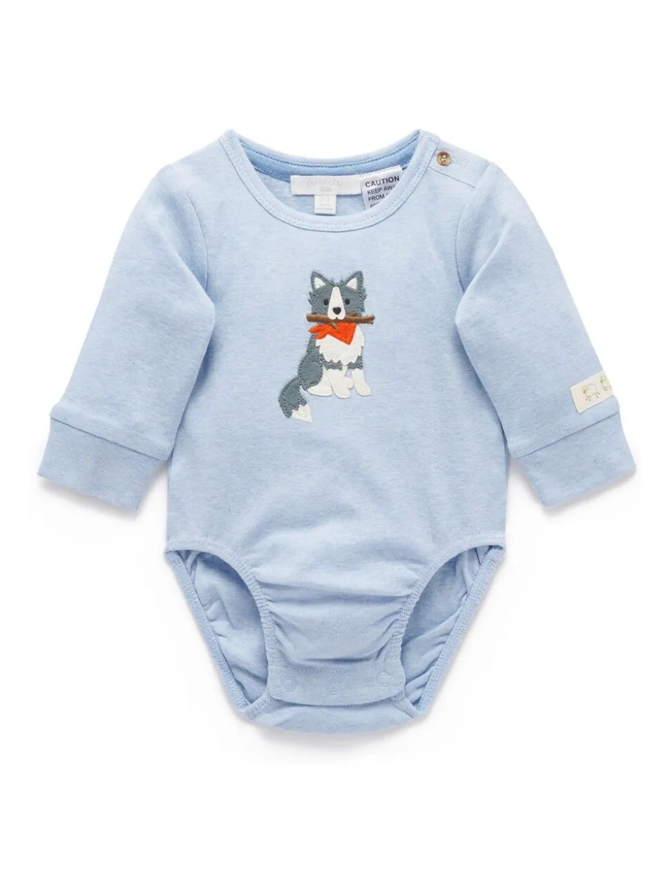Blauw - Purebaby Appliqué Bodysuit
