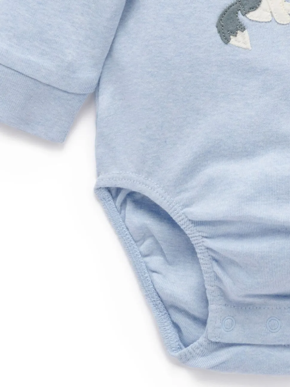 Blauw - Purebaby Appliqué Bodysuit