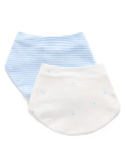 Blauw - Purebaby Essential Dribble Bibs 2 Pack