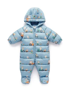 Blauw - Purebaby Showerproof Padded Puffer Pramsuit