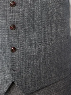 Blauw - Regular Fit getrimd gestructureerd colbert