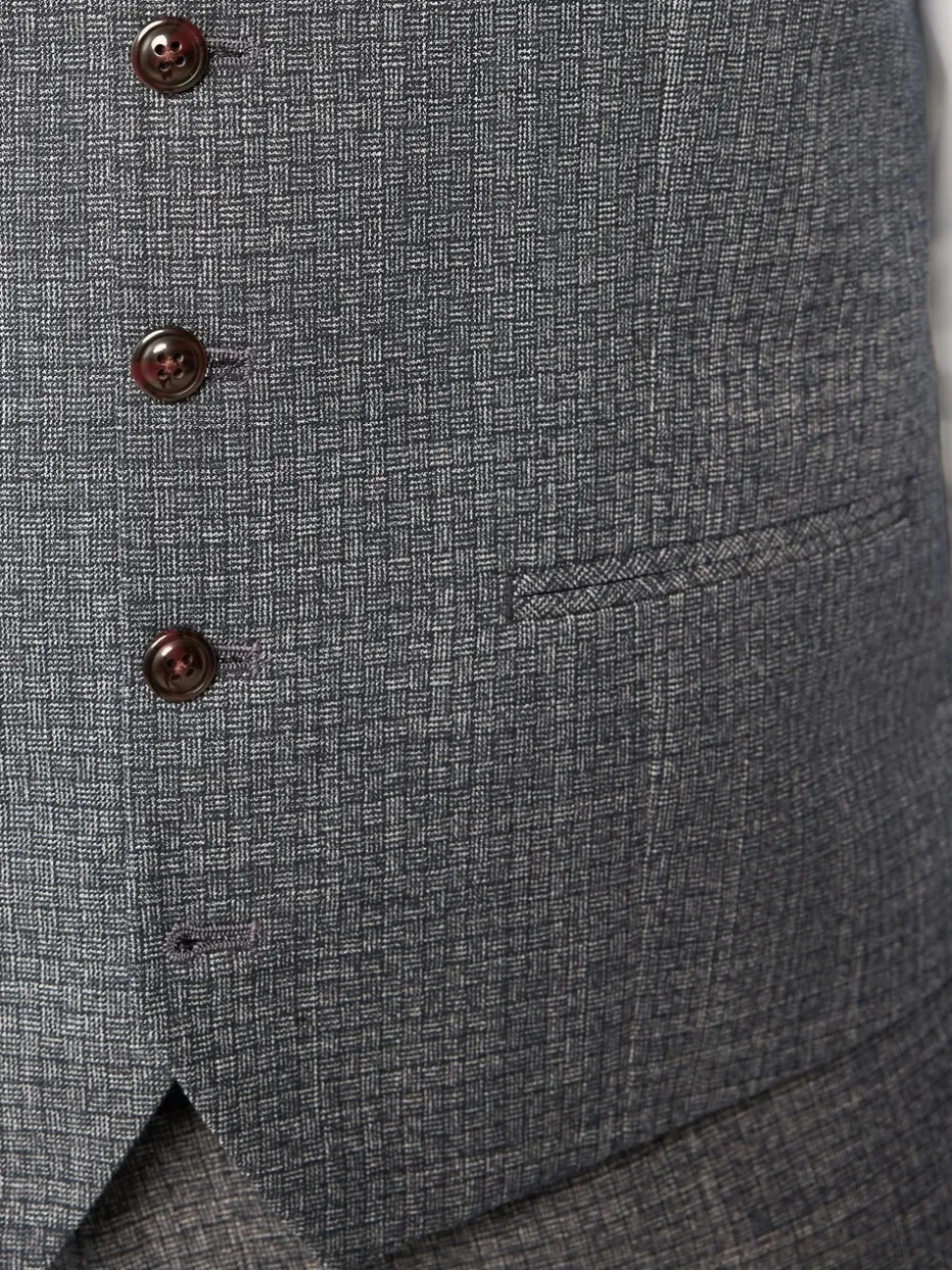 Blauw - Regular Fit getrimd gestructureerd colbert