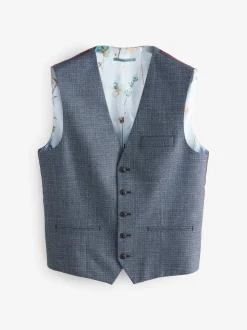 Blauw - Regular Fit getrimd gestructureerd colbert