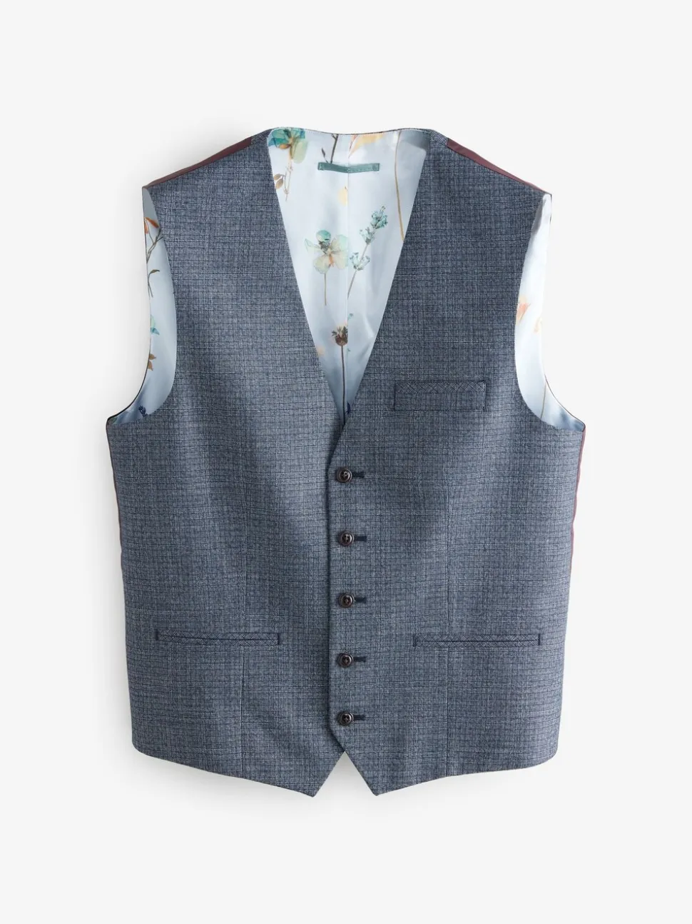 Blauw - Regular Fit getrimd gestructureerd colbert