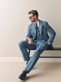 Blauw - Regular Fit Signature Nova Fides 100% Italian Wool Suit Jacket
